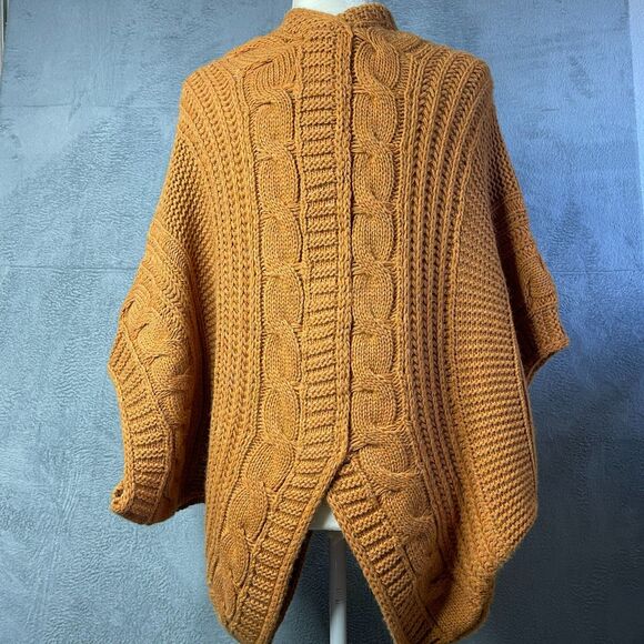 Berretti Made in Italy Alpaca Wool Cable Knit Cardigan | Rust Orange XL - Picture 8 of 16
